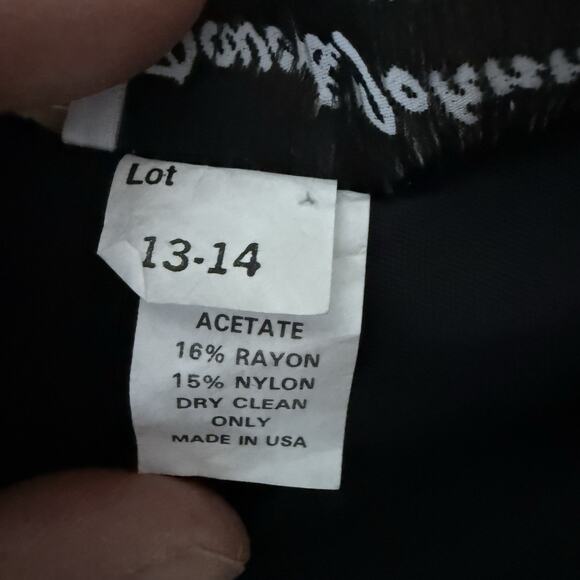 Dave Johnny Vintage 80s Black Velvet Red Satin Prom Party Holiday Dress 13-14 - Picture 4 of 10